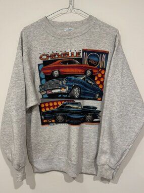 Vintage 1990s Chevrolet Nova Chevelle Muscle Car Sweatshirt Size L Hanes